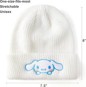 หมวกไหมพรมอะนิเมะปักลายการ์ตูนหมวกถักสีขาวสำหรับฤดูใบไม้ร่วงฤดูหนาวหมวกบีนนี่อบอุ่นสำหรับคริสต์มาสฮาโลวีนอีสเตอร์ - Product Image 6
