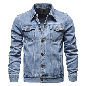 High Quality Premium 100% Cotton Denim Jacket for Men Vintage Ripped Slim Fit Streetwear Windproof Eco-Friendly Winter - Product Image 1