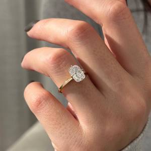 2 Carat Elongated Cushion Lab Grown <b>Diamond</b> Compass Set Engagement <b>Ring</b> , 14k Yellow Gold , IGI Certified - Product Image 2