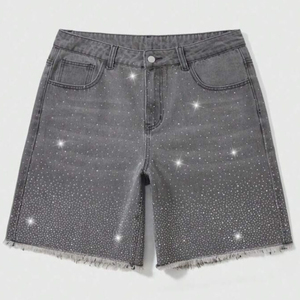 Custom Embroidery Rhinestone Sweat <b>Shorts</b> New Straight Sweat Pant For Unisex Street Wear & Casual Wear - Product Image 3