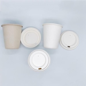 แก้วกาแฟจากเยื่อชานอ้อยขนาด 80 มม. พร้อมฝาปิดย่อยสลายได้ แก้วไฟเบอร์แบบใช้แล้วทิ้ง ย่อยสลายได้ทางชีวภาพ สำหรับร้านกาแฟและร้านขายกาแฟ - Product Image 1