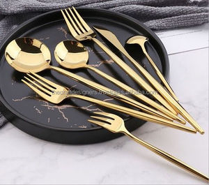 Couverts décoratifs en métal doré pour table à manger, maison, cuisine, restaurant et dîner de fête - Product Image 1