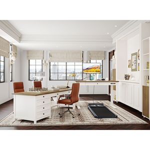 โต๊ะทำงาน/เขียนหนังสือ/เรียนรู้สีขาวสไตล์โมเดิร์นสำหรับห้องนอน โต๊ะคอมพิวเตอร์แบบตั้งพื้นพร้อมลิ้นชักและปลั๊กไฟสำหรับทำงานที่บ้าน - Product Image 4