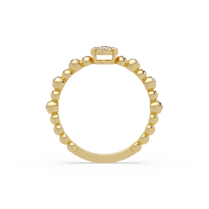 Anillo de compromiso y boda floral minimalista Art Deco de oro amarillo de 14 quilates con diamantes cultivados en laboratorio en forma de racimo redondo para mujer, joyería fina. - Product Image 3