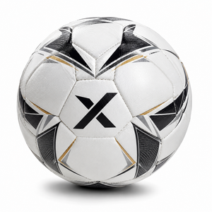 Ballon de football personnalisé X, ballon de football toutes saisons |   Blanc Noir Or |   Logo X |   Fabricant OEM ODM |   Qualité de conception haut de gamme - Product Image 1