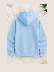 OEM ODM Custom Graphics Hoodie <b>Men</b> Manufacturer Pastel <b>Blue</b> Fleece Arch Letter Printed Sweatshirt Streetwear Outerwear Hoodies - Product Image 2