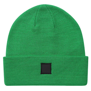 Green Knit Beanie Hat Unisex Solid Color <b>Winter</b> <b>Cap</b> Casual Style Cuffed Design 100% Acrylic Material Adult Size 56-58CM - Product Image 1