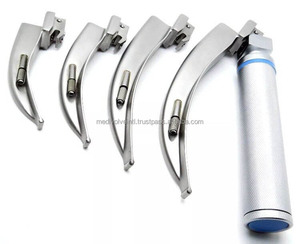 Ensemble de laryngoscope électrique LED médical Medivolve Macintosh en acier inoxydable avec 4 lames courbées, kit d'intubation et d'anesthésie - Product Image 1