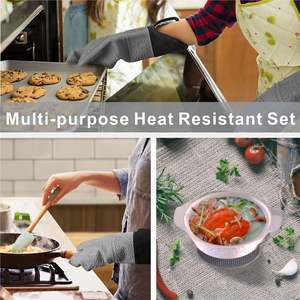 Lot de 6 gants de cuisine et protège-plats en silicone antidérapants résistants à la chaleur pour la cuisson, la pâtisserie et la grillade - Product Image 5