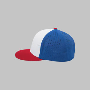 Algodón puro 3D bordado letra dos tonos bordado Logo personalizado Suade ajustado gorras de béisbol - Product Image 4