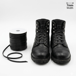 Genuine <b>Leather</b> Flat Shoe Laces 7mm Width Premium Durable Flexible Strong Replacement Laces for Boots Sneakers Casual Footwear - Product Image 4