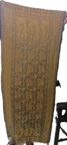 Chal Acrílico para Mujer, Color Marrón Mostaza con Estampado Floral, Cálido, Suave y Ligero, Bufanda Étnica para Uso Diario en Invierno, Estilo Elegante - Product Image 3