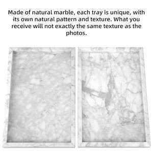 White Marble Decorative Serving Tray with Raised Edge Rectangular <b>Vanity</b> Tray for Perfume Jewelry Cosmetics Bathroom Counertop - Product Image 4