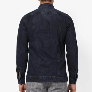Men's Dark Blue <b>Denim</b> Jacket Turn-down Collar Casual Single Breasted Button Closure Washed Cotton <b>Material</b> Patch - Product Image 4