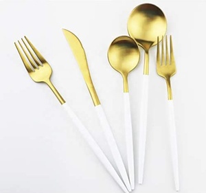 18/10 Stainless Steel Modern Design <b>Wedding</b> Portuguese Cutlery Set 4 Pcs Black Gold Matte Polish Flatware Set Portability Set - Product Image 1