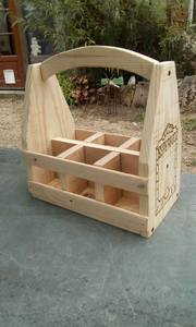 High Quality Wooden Beer <b>Bottle</b> Carrier With Opener Wood Beer Holder 6 Pack - Product Image 4