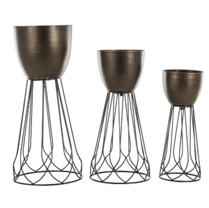 Grand pot de fleurs en métal de luxe avec support Pot de fleurs décoratif intérieur et extérieur pour la maison, le jardin et le bureau - Product Image 6