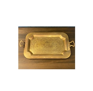 High Grade <b>Gold</b>-Coated Aluminum Luxury Classic Handmade Customizable <b>Serving</b> <b>Tray</b> Unique Decorative <b>Serving</b> <b>Tray</b> - Product Image 5