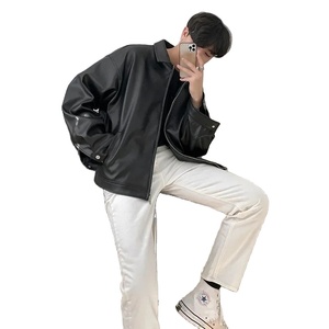 Chaqueta de cuero de alta calidad para hombre, chaquetas de cuero de moda delgadas con un solo botón, traje informal de negocios para hombre, abrigos, prendas de vestir de PU sólidas para hombre - Product Image 1