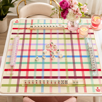 Tapis de Mahjong de Luxe Original Lucky Tiles à Motif Écossais 33'' en Néoprène Premium Antidérapant Résistant à l'Eau Pliable Personnalisé pour Poker Américain