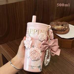 Nouvelle tasse à café isotherme 3D Camélia 2026 avec doublure intérieure en acier inoxydable 316, tasse de voyage portable avec paille rétractable - Product Image 6