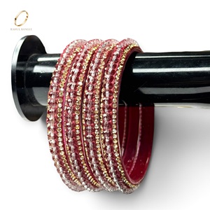Party Wear Kashmiri Bridal Maroon <b>Red</b> Glass Bangles Trendy Zirconia Gold Plated Wedding Festive Wear Wholesale Price - Product Image 1