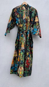 ชุดคลุมกิโมโนชายหาดอินเดียผ้าฝ้าย 100% ชุดนอน ชุดคลุมอาบน้ำ ฟรีไซส์ - Product Image 1
