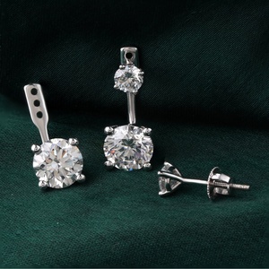 Pendientes de Oro Blanco de 14K con Diamantes Cultivados en Laboratorio de 3.65 CT, Diseño Elegante de Dos Piedras Colgantes - Product Image 3