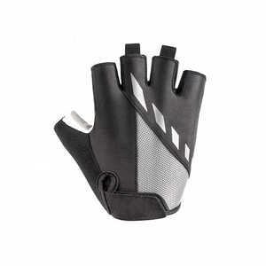 Gants de cyclisme mi-doigts en cuir microfibre respirant, protection UV, unisexe, design en maille pour l'été, fermeture auto-agrippante - Product Image 1