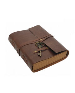 Vintage Handmade Leather Journal <b>Notebook</b> with Antique Key Lock Closure – Refillable Travel <b>Diary</b> Writing Sketchbook - Product Image 1