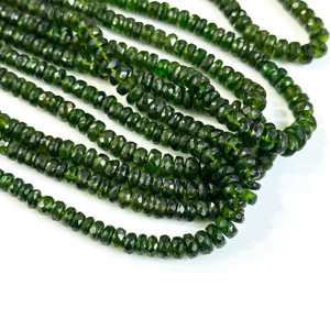 Perles de diopside chromé naturel facettées en forme de rondelle 4-6mm, perles de pierres précieuses en vrac pour la fabrication de bijoux, fournitures de pierres précieuses en gros - Product Image 3