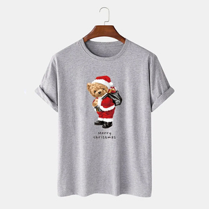 Merry <b>Christmas</b> Men's Knitted Short Sleeve T-<b>Shirt</b> Regular Fit 100% Cotton Solid Casual O-Neck Breathable Quick Dry Streetwear - Product Image 6