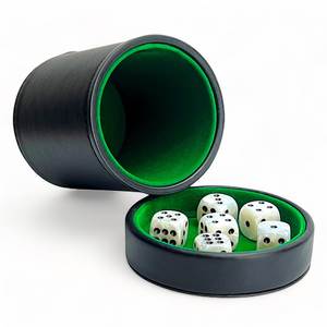 PU Leather <b>Dice</b> Cup Set Round Game Cup with 5 Standard <b>Dice</b> Felt Lining Silent Rolling for Party Board Games - Product Image 6