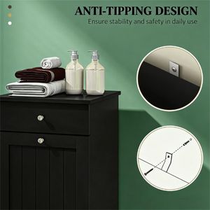 Mobiletto Portabiancheria Nero con Funzione Lavanderia per Bagno - Product Image 3