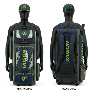Bolsa de Cricket Premium para Hombre, de Poliéster 900D, Diseño con Paneles en Verde Marrón y Dorado, con Ruedas y Logotipo Personalizado, Bolsa Deportiva - Product Image 2