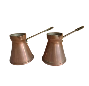 Cafetera Turca, Griega y Árabe de Cobre y Latón para Estufa, Cezve Ibrik Briki con Mango de Madera - Product Image 4