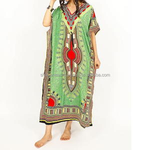 Vestido de playa de nuevo diseño africano Dashiki para mujer Vestido de playa largo plegable estampado tradicional Dashiki Kaftan - Product Image 3