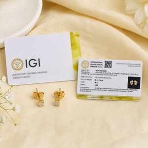 Nouvelles boucles d'oreilles en or jaune massif 14 carats, fabriquées à la main, avec diamants de laboratoire certifiés IGI, taille brillant rond, bijoux élégants pour femmes - Product Image 6