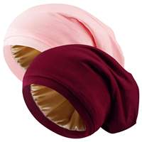 Gorro de Dormir con Forro de Satén, Mezcla de Lana, Transpirable, Impermeable, con Estampado Floral, Ajustable, para el Cabello