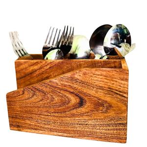 Porte-couverts en bois fait main pour comptoir de cuisine et table à manger - Product Image 1