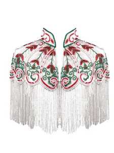 Elegante Capa de Poliéster con Lentejuelas, Flecos con Cuentas, Cuello Bordado, Chaqueta para Mujer Adulta, Chandni Export ODM Uttar - Product Image 4