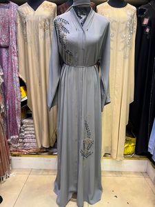 Best Selling Abaya Modest Dubai Beaded Sequined <b>Long</b> Sleeve Abaya Muslim Traditional Handmade Wedding Women Breathable V Neck - Product Image 3