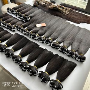 100% brut vietnamien non transformé cuticule Remy aligné cheveux humains os droit soyeux trame faisceau usine Extensions de cheveux humains - Product Image 1