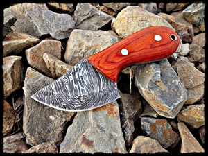 Cuchillo de Caza/Utilitario/de Bolsillo Multifuncional Mini OEM de Acero de Damasco con Mango de Madera y Acabado Estampado, Herramienta para Exteriores - Product Image 3