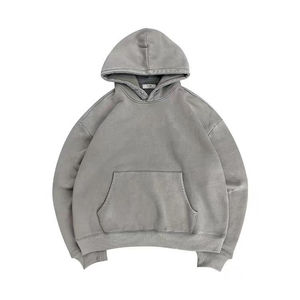 <b>Men</b> <b>Grey</b> Acid Wash Hoodie Vintage Cotton Pullover <b>Sweatshirt</b> Custom OEM Wholesale <b>Grey</b> Acid Wash Hoodie <b>Men</b> Oversized Streetwear - Product Image 1
