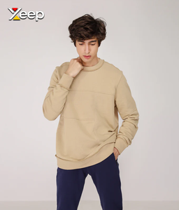XEEP – Nouveau T-shirt personnalisé à manches longues pour homme, en jersey uni polyester/coton, avec logo brodé et fermeture éclair frontale, tricoté, 180 grammes - Product Image 3