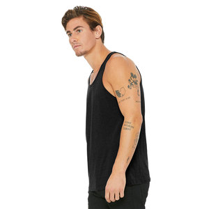 เสื้อกล้าม BELLA+CANVAS สำหรับผู้ชาย ผ้าฝ้าย 100% ระบายอากาศได้ดี ทรงสปอร์ต ยืดหยุ่น ไร้แขน สีดำ พิมพ์ลายได้ตามต้องการ สำหรับออกกำลังกาย - Product Image 4
