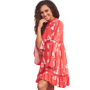 Mini vestido con estampado floral para mujer, vestido de moda con corte en A - Product Image 3