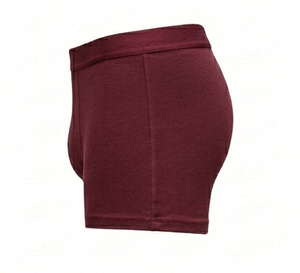 Boxers pour hommes couleur bordeaux, coupe confortable, sous-vêtements tricotés teints unis - Product Image 5