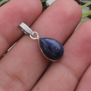 จี้รูปหยดน้ำทำจากลาพิส ลาซูลีธรรมชาติจากอัฟกานิสถาน ประดับด้วยไพไรต์ พร้อมสร้อยเงินแท้ 925 สำหรับทำเครื่องประดับ - Product Image 2